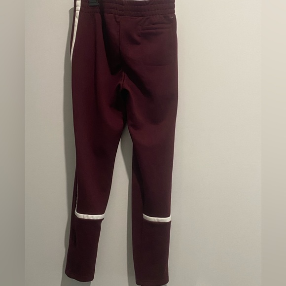 Mens Adidas Maroon and White Striped Sweatpants - Picture 2 of 2